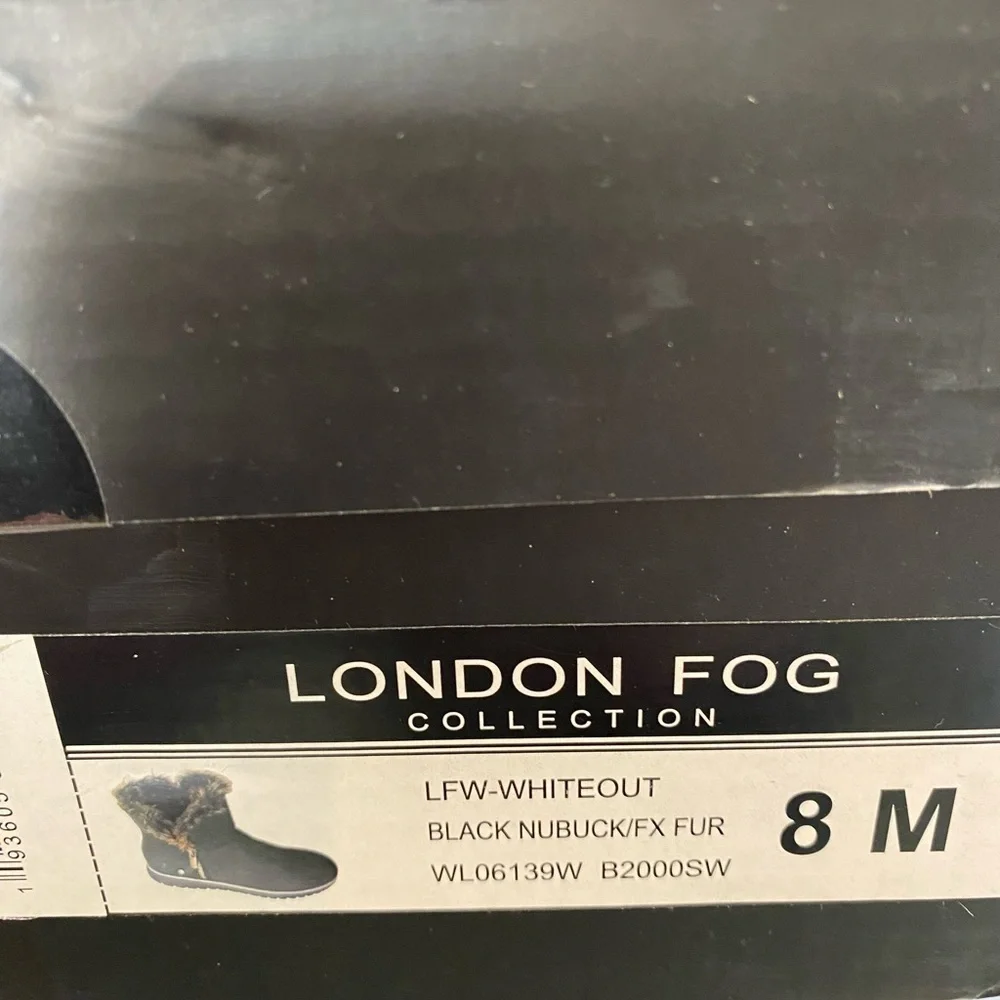 London Fog Black Faux Fur Fleece Lined Boots size 8